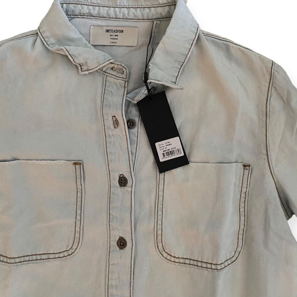 One Teaspoon Women's Western Cowgirl Button Up Long Sleeve Shirt Linen Blend XS - Picture 4 of 6